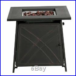Propane Gas Fire Pit Square Fireplace Table Gas Patio 50,000BTU With Rain Cover US