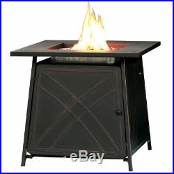 Propane Gas Fire Pit Square Outdoor Fireplace Table Gas Burning Patio 50,000BTU