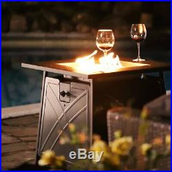 Propane Gas Fire Pit Square Outdoor Fireplace Table Gas Burning Patio 50,000BTU