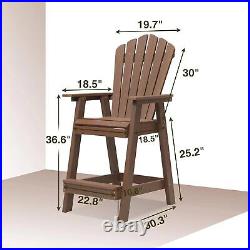 Psilvam Tall Adirondack Outdoor Bar Stool, Polystyrene Brown US