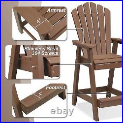 Psilvam Tall Adirondack Outdoor Bar Stool, Polystyrene Brown US