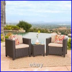 Pueblo Outdoor Wicker Club Chair Set with Matching Side Table