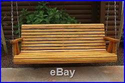ROLL BACK Amish Heavy Duty 700 Lb 5ft. Porch Swing-Cedar Stained-USA