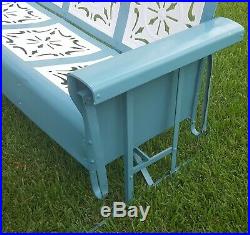 Rare HTF Vintage Bunting Metal Front Porch Glider Swing Solid Exc Teal White