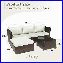 Rattan 4Pcs Patio PE Wicker Furniture Set Outdoor Sectional Sofa Chair Table New
