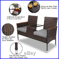 Rattan Double Chair Set Outdoor Patio Rattan Furniture Seat Sofa Coffee Table