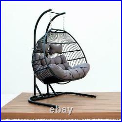 Rattan Effect Garden Hanging Egg Swing Chair Relaxing Patio Hammock with Cushions