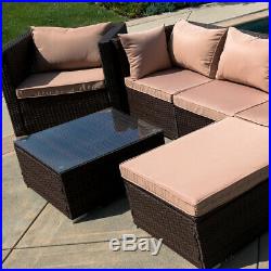 Rattan Furniture Set 6 PCS Sofa Garden Outdoor Patio PE Wicker Cushioned Lawn
