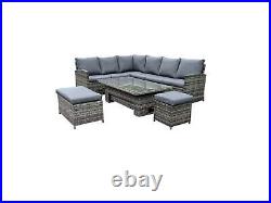 Rattan Garden Furniture Outdoor Corner Sofa Set RISING TABLE Patio Stools 9 Seat