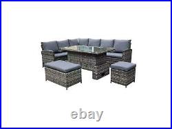 Rattan Garden Furniture Outdoor Corner Sofa Set RISING TABLE Patio Stools 9 Seat