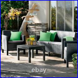 Rattan Garden Keter Furniture Set 4 Piece Chairs Sofa Table Outdoor Conservatory