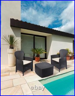 Rattan Garden Table and Chairs Set Set Of 2 Garden Chairs With Cushions & Table