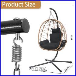 Rattan Hanging Egg Swing Chairs with Stand Hammock Patio Chair Cushion Outdoor