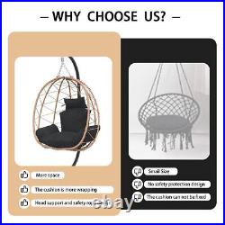 Rattan Hanging Egg Swing Chairs with Stand Hammock Patio Chair Cushion Outdoor