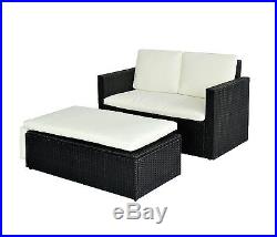 Rattan Outdoor Garden Sofa Furniture Love Bed Patio 2 seater Black With Cover