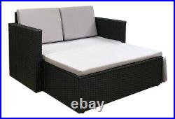 Rattan Outdoor Garden Sofa Furniture Love Bed Patio Sun bed 2 seater Black