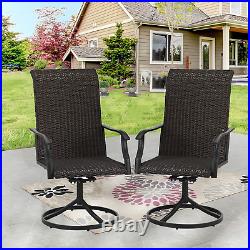 Rattan Patio Chairs Set of 2 Outdoor Dining Chair Highback Swivel Wicker Chair