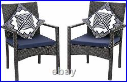 Rattan Patio Chairs Set of 2 Removable Cushion Wicker Outdoor Chairs Armchair