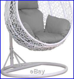 Rattan Patio Egg Chair Swing Garden Hanging Seat Cushion and Rain Cover In