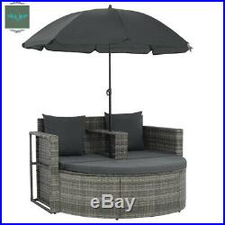 Rattan Sofa Set Sun Lounger Day Seat Outdoor Garden Patio Furniture with Canopy