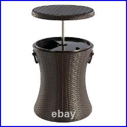 Rattan Style Outdoor Cool Bar Ice Cooler Table Garden Furniture Brown
