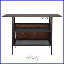 Rattan Wicker Bar Counter Table Shelves Garden Patio Home Furniture Indoor