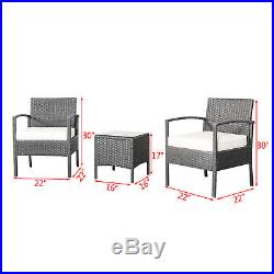 Rattan Wicker Furniture Set 3PC Cushioned Outdoor Garden Seat Patio Sofa Chair