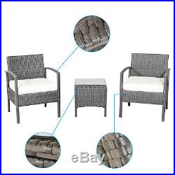 Rattan Wicker Furniture Set 3PC Cushioned Outdoor Garden Seat Patio Sofa Chair