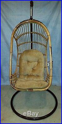 Rattan Wicker Hanging Swing Chair Indoor Outdoor Patio With Cushion and Stand