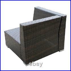 Rattan Wicker Patio Chair Corner Sofa Couch withCushion Brown Outdoor Furniture