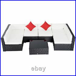 Rattan Wicker Sectional Set with Cushions, Pillows, & Reconfigurable Design