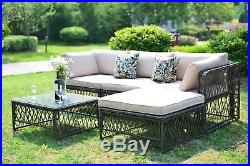 Rattan Wicker Sofa Set Outdoor Patio Furniture Garden Sectional Sofa Cushioned