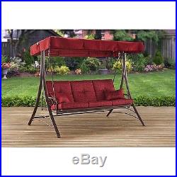 Reclining Patio Canopy Swing Chair 3 Seat Daybed Porch Outdoor Swings Daybed Red