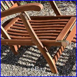 Reclining Steamer Chair Hardwood Acacia Wooden Recliner Sunlounger Plant Theatre