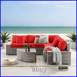 Red Outdoor Patio Sectional Furniture PE Wicker Rattan Sofa Set Garden Yard