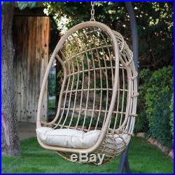 Resin Wicker Hanging Egg Chair withCushion & Stand Comfortable Outdoor Porch Swing