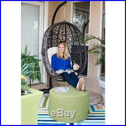 Resin Wicker Hanging Egg Lounge Chair With Cushion Stand Hammock Patio Furniture