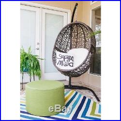 Resin Wicker Hanging Egg Lounge Chair With Cushion Stand Hammock Patio Furniture