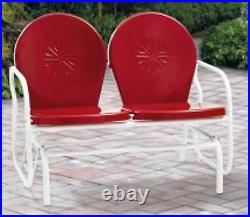 Retro Metal Glider Garden Seating Outdoor Furniture Yard Patio Red Chair Seats 2