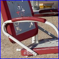 Retro Metal Lawn Chairs Armchair Red Outdoor Vintage Patio Garden Poolside S