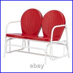 Retro Outdoor Steel Glider Modern Durable Red Patio Century Chair Mid Swing New