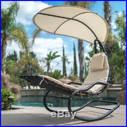 Rocker Patio Lounge Chair Chaise with Cushion Backyard Canopy Shade UV Resistant