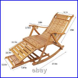 Rocking Chair Armchair Lounging Rocker Deck Relaxing Recliner Seat Bamboo Indoor