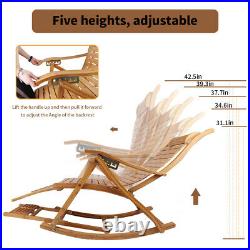 Rocking Chair Armchair Lounging Rocker Deck Relaxing Recliner Seat Bamboo Indoor