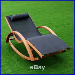 Rocking Lounge Chair Larch Wood Beach Yard Patio Lounger With Headrest New