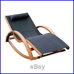 Rocking Lounge Chair Larch Wood Beach Yard Patio Lounger With Headrest New