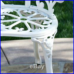 Rose Style Love Seat Bench White Cast Iron Antique Designed Outdoor Patio Porch
