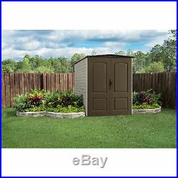 Rubbermaid Large Outdoor Backyard Gardening & Tools Vertical Storage Shed, Brown