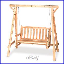 Rustic Wood Swing Bench Chair Yard Garden Deck Patio Outdoor Seat CLEARANCE