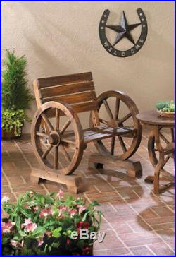 Rustic wood wooden WAGON WHEEL outdoor garden patio furniture CHAIR country Yard